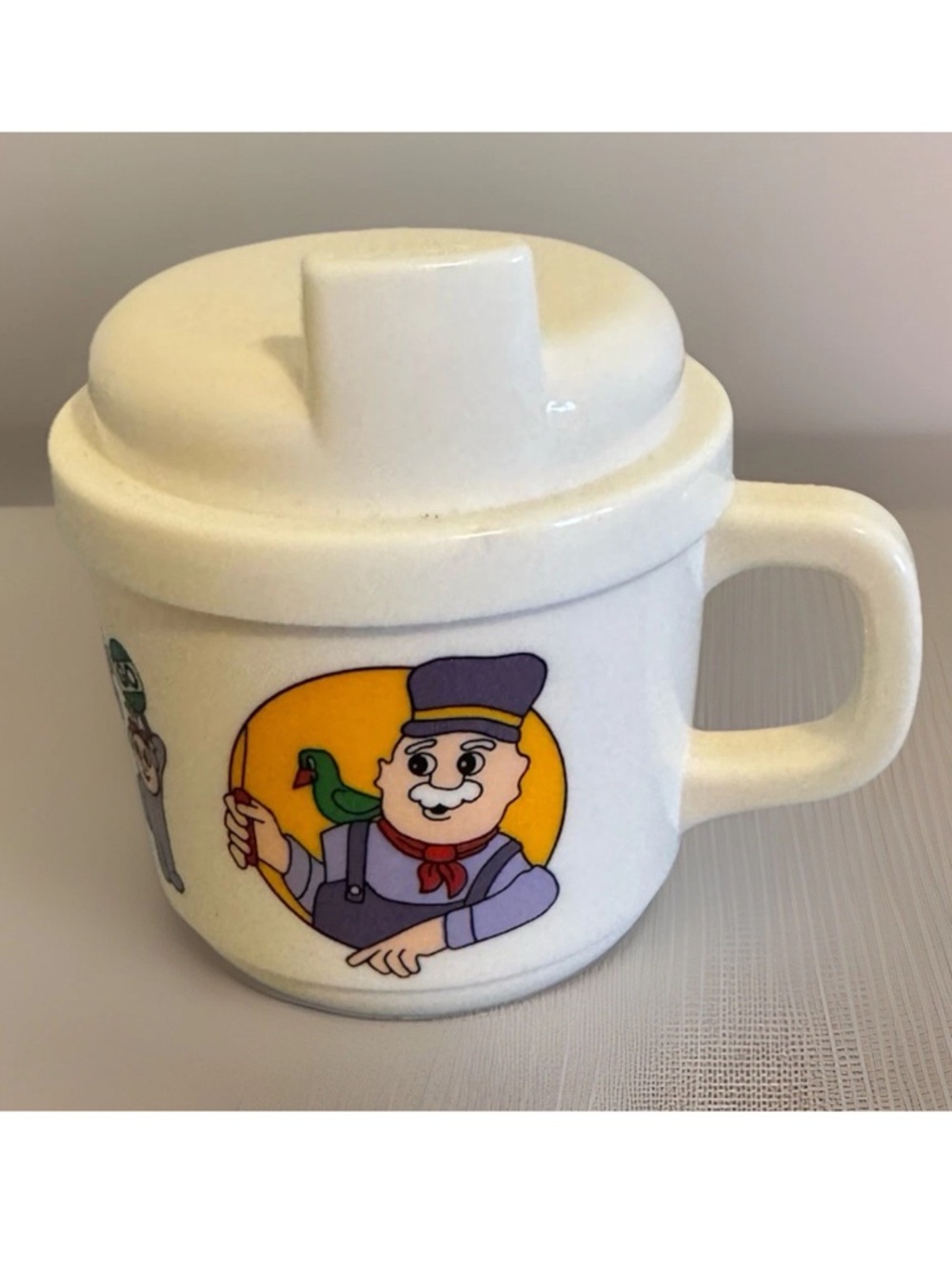 Vintage 1994 Oneida Railroad Meal Time Kids Melamine Sippy Cup Mug Train Theme